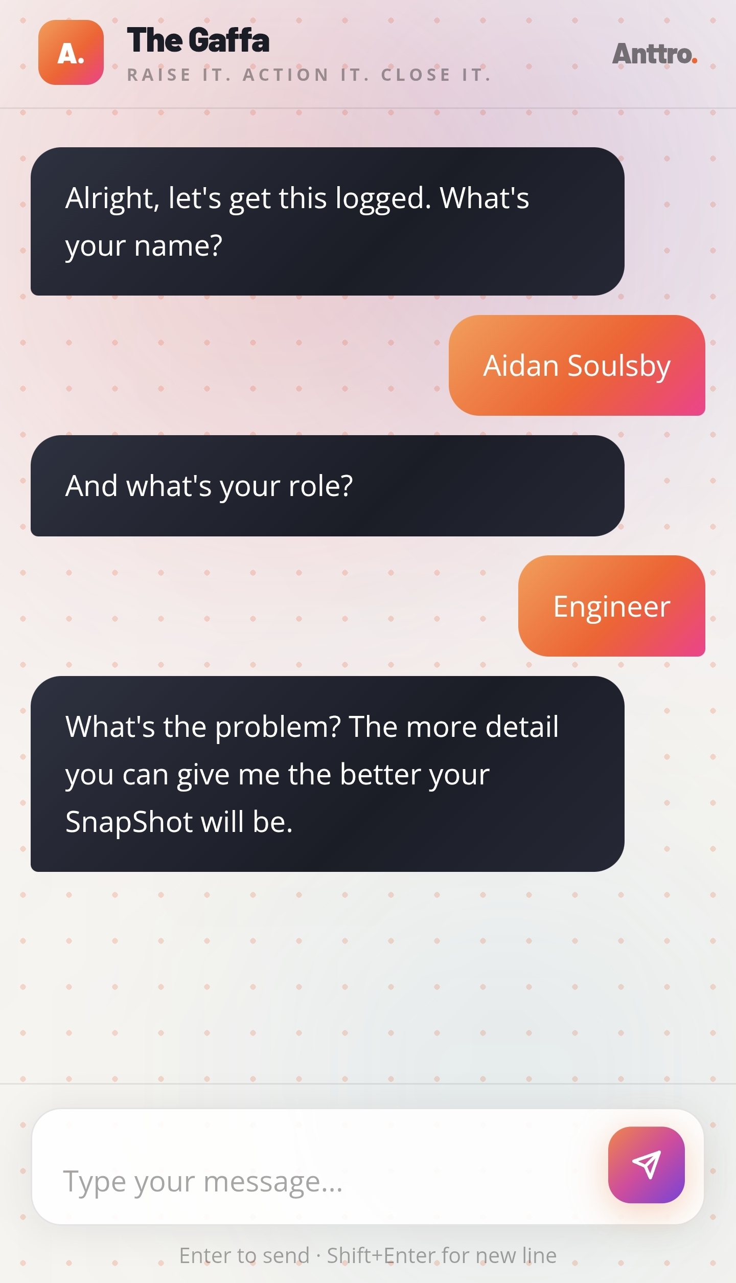The Gaffa mobile chat